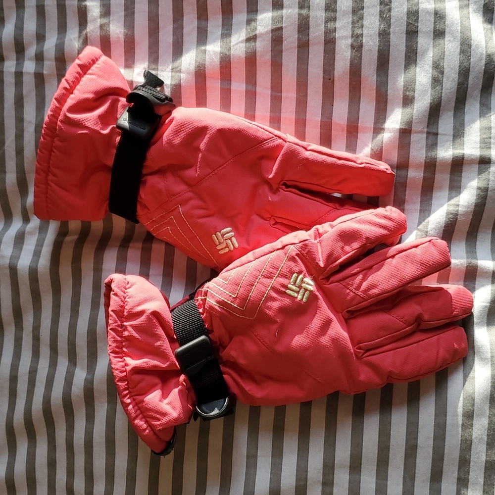 Columbia Girls Ski Gloves, Omni Heat, Coral, Size M